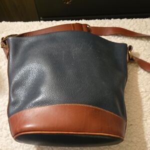 Vintage Coach Purse Blue with Tan Bottom #1074-509